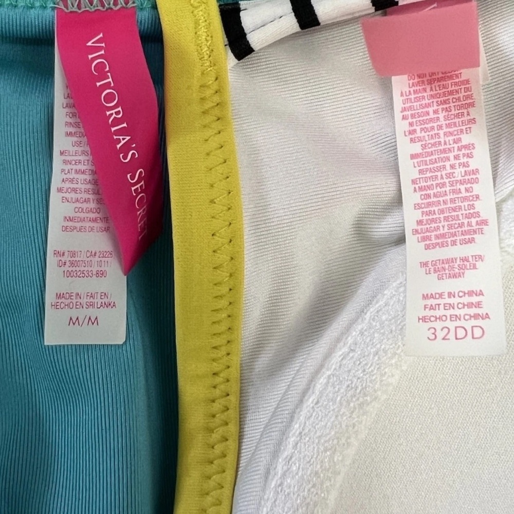 VICTORIA’S SECRET 2 PIECE MULTI COLOR STRIPED BIKINI SWIM SUIT SIZE M/32DD - Picture 5 of 5